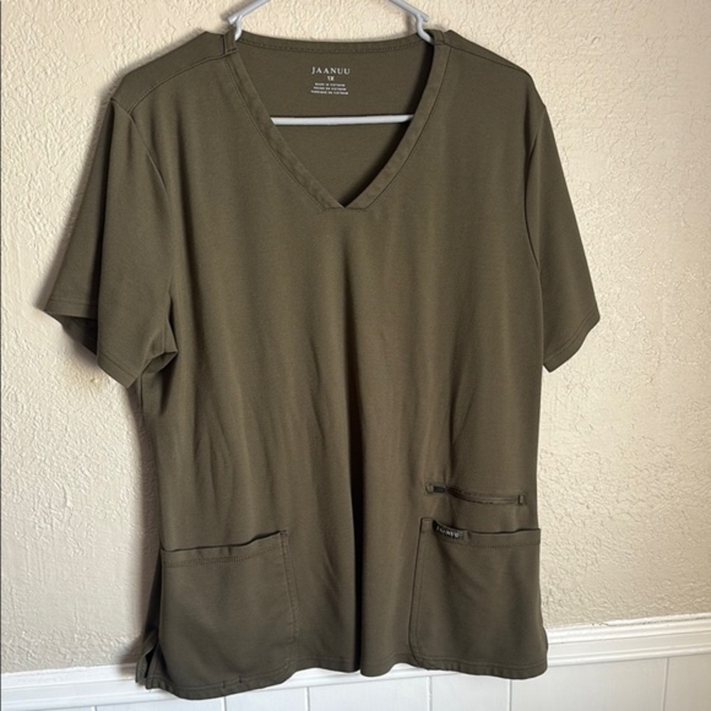 JAANUU Army Green Scrub Top